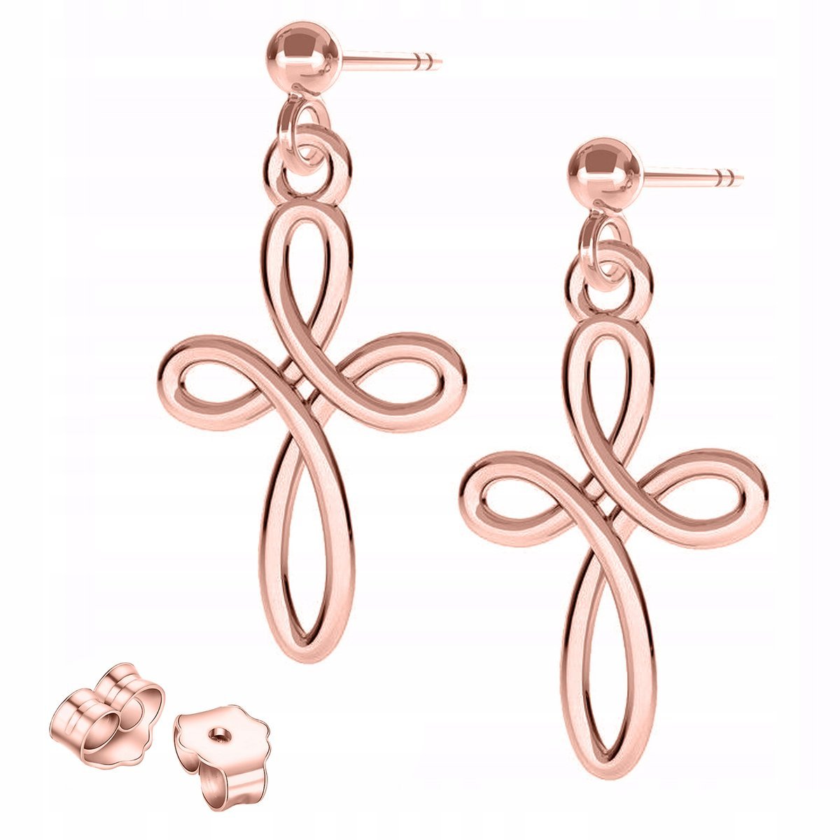 Kolczyki Pozłacane Krzyże Ażurowe Wkrętki z Krzyżykiem Krzyżyki SREBRO 925