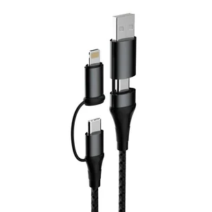 Dudao kabel przewód 4w1 microUSB - Lightning + USB Typ C - USB szary Power Delivery 65W 1m szary - Kable USB - miniaturka - grafika 1