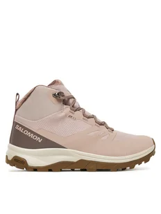 Salomon Trekkingi Outsnap Waterproof L47854100 Różowy - Buty trekkingowe damskie - miniaturka - grafika 1