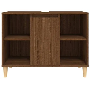 Szafka pod umywalkę, brązowy dąb, 80x33x60 cm Lumarko! - Toaletki - miniaturka - grafika 7