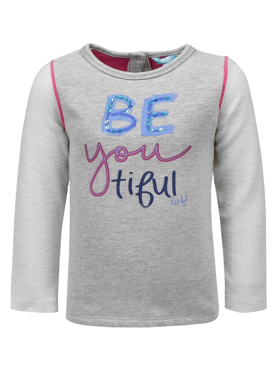 Dziewczęca bluzka z długim rękawem szara z nadrukiem Lief r.74