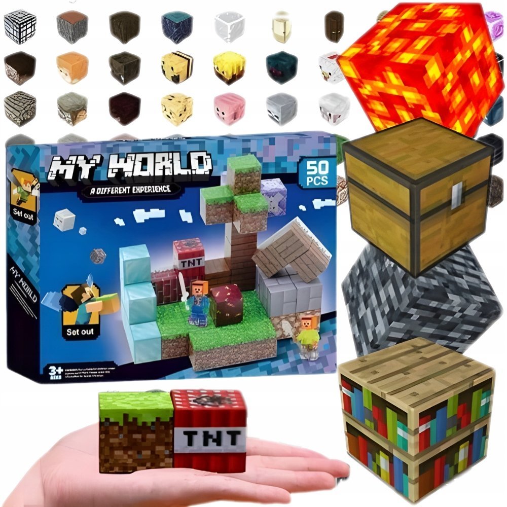 Klocki magnetyczne zestaw 50 magnetycznych klocków