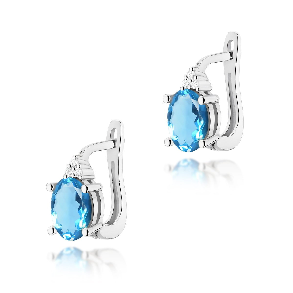 Złote kolczyki Topaz 2 x 0,90ct białe złoto pr. 585