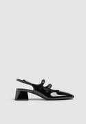 Moda i Uroda OUTLET - Stradivarius Czarne buty bez pięty na obcasie w stylu balerinek  Czarny 41 - miniaturka - grafika 1