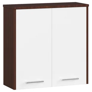 Szafka łazienkowa wisząca: dwoje drzwi, dwie półki, kolor: wenge biały, wymiary mebla: szer: 60 cm, wys: 60 cm, gł: 22,5 cm. - Szafki łazienkowe - miniaturka - grafika 1