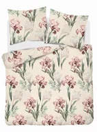 Pościel - Detexpol Pościel satynowa 160x200 kremowa różowa zielona kwiaty 5089 A Home Satin 11 - miniaturka - grafika 1