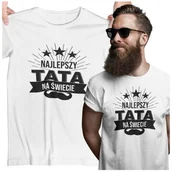 Gadżety dla niej i dla niego - Koszulka dla TATY modny prezent na Dzień Ojca Stylowa koszulka Najlepszy TATA na świecie kolor biały - miniaturka - grafika 1
