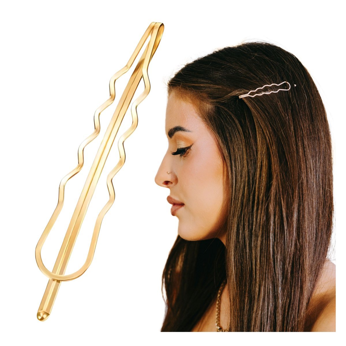 Spinka do Włosów Złota Wsuwka Metalowa Wytrzymała Falowana Lekka i Wygodna