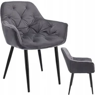 Krzesła - Krzesło LARGO, tapicerowane, welurowe, 60x62x82 cm, szare - miniaturka - grafika 1