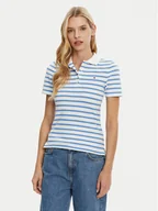 Koszulki sportowe damskie - Tommy Hilfiger Polo 1985 WW0WW43225 Błękitny Slim Fit - miniaturka - grafika 1