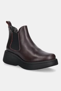 Fly London sztyblety skórzane MULK159FLY damskie kolor bordowy na platformie P145159011 - Botki damskie - miniaturka - grafika 1
