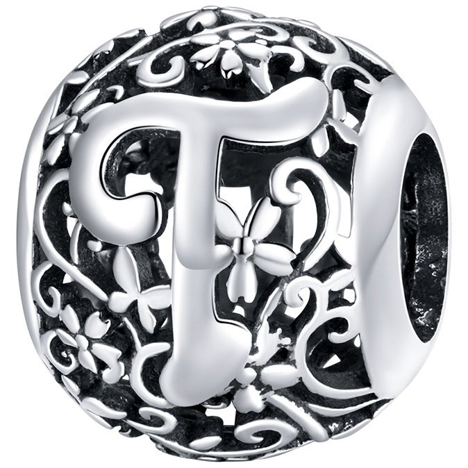 CHARMS literka T srebro pr 925 koralik zawieszka