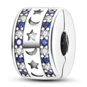 Wisiorki - Zawieszka Charms SREBRO 925 Koralik do PANDORA Klips Separator Bloker Księżyc Gwiazda - miniaturka - grafika 1