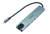 Adaptery i przejściówki - Accura USB-C 8w1 1x USB-C PD 100W 1x USB 3.0 1x USB 2.0 1x HDMI 1x RJ451x USB-C 1x SD/TF ACC4156 - miniaturka - grafika 1