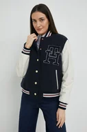 Kurtki damskie - Tommy Hilfiger kurtka wełniana kolor granatowy przejściowa - miniaturka - grafika 1