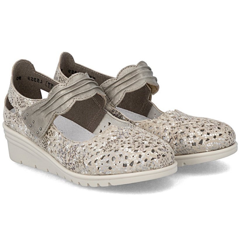 Półbuty damskie ażurowe Rieker L5359-90 METALLIC R.40