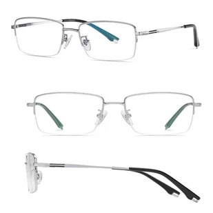 Ultralekkie tytanowe okulary zerówki z filtrem Blue Light do komputera Srebrne TN827 - Okulary korekcyjne, oprawki, szkła - miniaturka - grafika 1