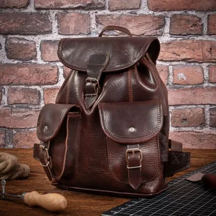 Plecak Skórzany Damski Mały z Kieszonkami Brąz Czekoladowy Belveder BR21 - Torebki damskie Plecak Skórzany Damski Mały z Kieszonkami Brąz Czekoladowy Belveder BR21 - Torebki damskie - miniaturka - grafika 1