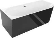 Wanny - Mexen Mia wanna wolnostojąca narożna lewa 180 x 80 cm, biała/czarna, przelew gun metal szczotkowany - 52691808075L-95 - miniaturka - grafika 1