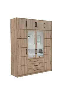 Szafa czterodrzwiowa z lustrem z nadstawką czarne uchwyty COSTARICA 4D dąb artisan - Szafy - miniaturka - grafika 1