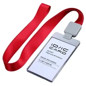 Identyfikatory - Elegancki holder - Identyfikator na smyczy Premium CZERWONY / Dezhi - miniaturka - grafika 1