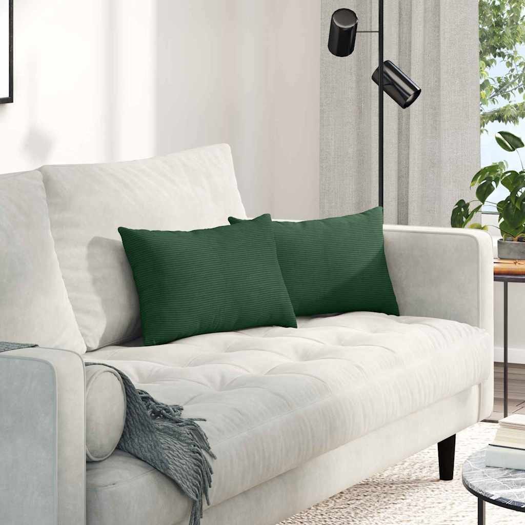vidaXL vidaXL Poduszki na sofę 2 pcs Ciemna zieleń 50 x 30 cm