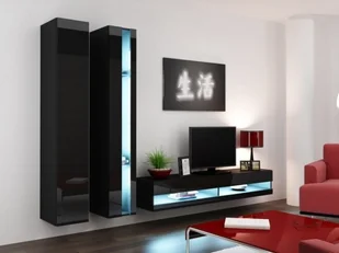 Cama Meble Zestaw VIGO NEW 5 czarny/czarny połysk - Meblościanki - miniaturka - grafika 1