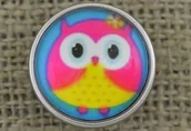 Półfabrykaty do biżuterii - [31873] Nap z kaboszonem z obrazkiem sowa 18mm - miniaturka - grafika 1