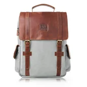 Plecaki - PLECAK NA LAPTOPA MĘSKI DUŻY POJEMNY CANVAS I SKÓRA NATURALNA PAOLO PERUZZI SI-01-BL - miniaturka - grafika 1