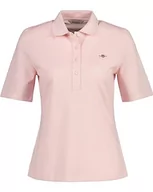 Koszulki i topy damskie - GANT Damska koszulka polo Slim Shield Ss Pique, Faded Pink, L - miniaturka - grafika 1