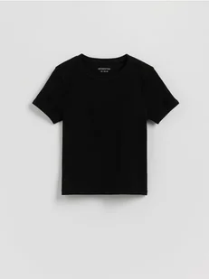 Reserved - Bawełniany t-shirt - czarny - Koszulki dla dziewczynek - miniaturka - grafika 1