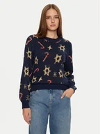 Swetry damskie - Pieces Sweter Sugar 17152789 Granatowy Regular Fit - miniaturka - grafika 1