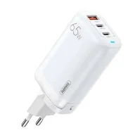 Ładowarki do telefonów - Ładowarka sieciowa Remax, RP-U55, 2x USB-C, USB, 65W (biała) - miniaturka - grafika 1