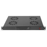 Szafy rack - Lanberg Panel wentylacyjny LCD poziomy 1U z termostatem do szaf 19\" 4 wentylatory 230V czarny AK-1503-B - miniaturka - grafika 1