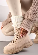 Buty trekkingowe damskie - Beżowe Traperki Chester - miniaturka - grafika 1