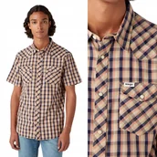 Koszule męskie - Wrangler SS WESTERN SHIRT Tobacco KOSZULA W KRATĘ KRÓTKI RĘKAW REGULAR M - miniaturka - grafika 1