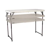 Stoły ogrodowe - LIFETIME Stół składany w pół o regulowanej wysokości, biały, 61,8x60,9x7,8 cm - miniaturka - grafika 1