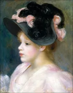 Plakaty - Galeria Plakatu, Plakat, Young Girl In A Pink And Black Hat, Auguste Renoir, 40x60 cm - miniaturka - grafika 1