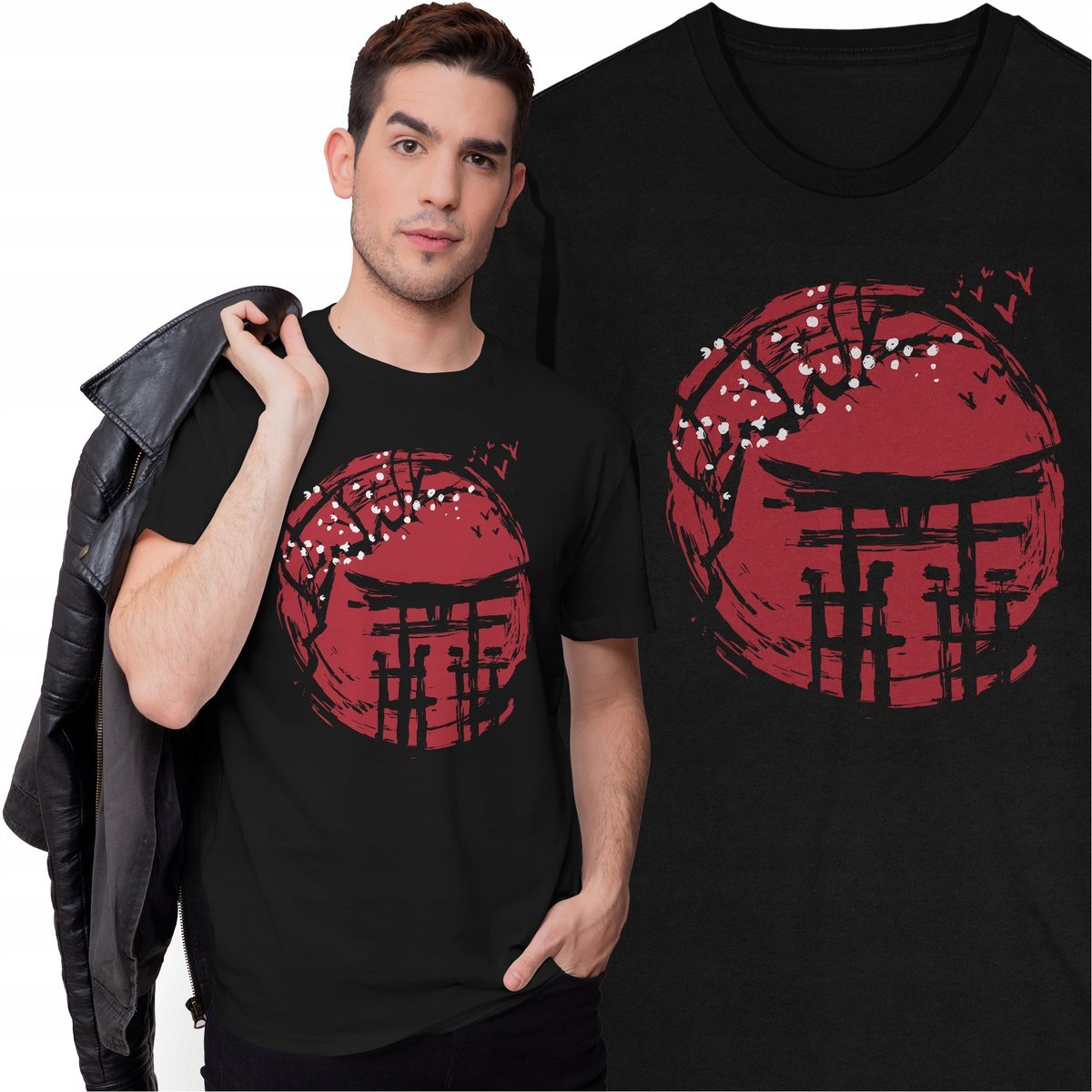 Koszulka Japonia Budownictwo Napisy Azja Kultura Kraj Kwitnącej Wiśni