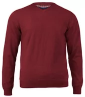 Swetry męskie - Męski Klasyczny Sweter w Serek (V-Neck) - Głęboka Czerwień - Adriano Guinari - miniaturka - grafika 1