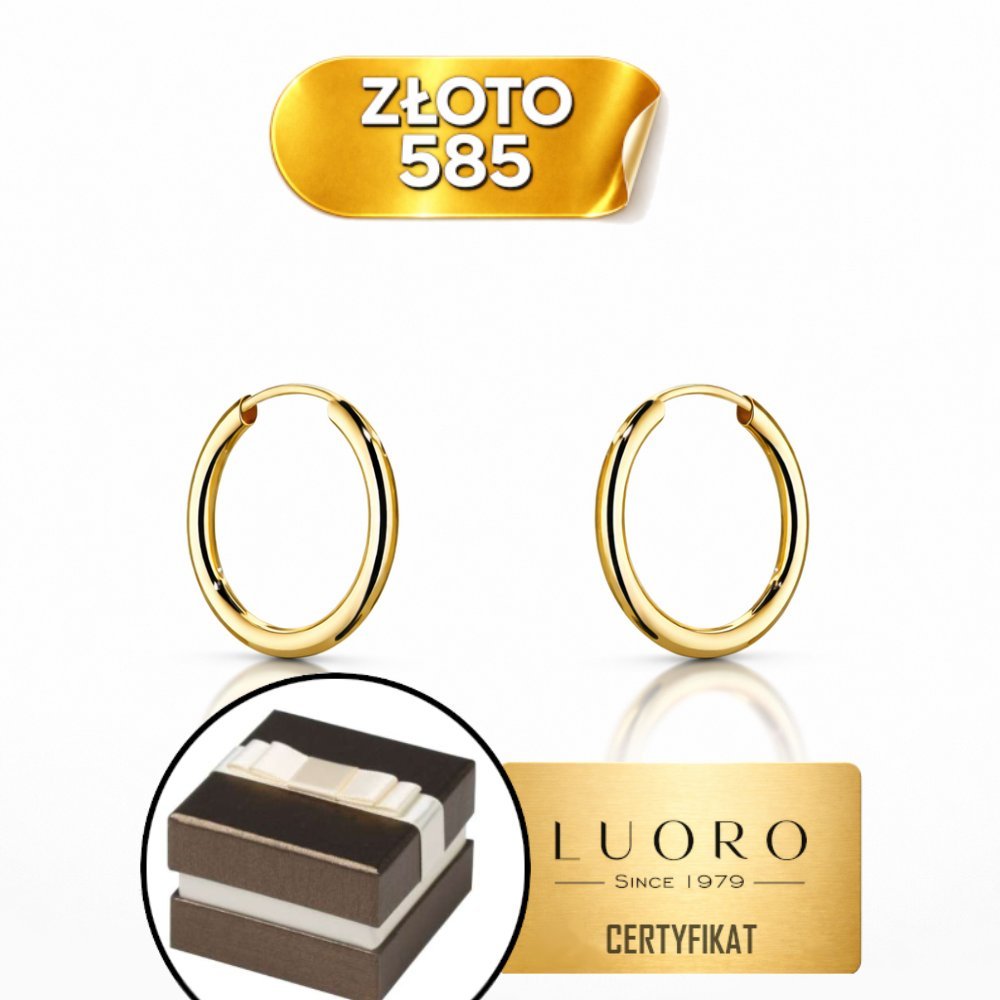 KOLCZYKI ZŁOTE 585 14K KOŁA 1,5 CM Lekkie KREOLE ELEGANCKIE PREZENT