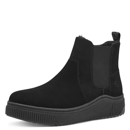 Tamaris Comfort damskie buty Chelsea z podszewką WarmInsole i Tex, modne kozaki, czarne, 38 EU, czarny, 38 EU