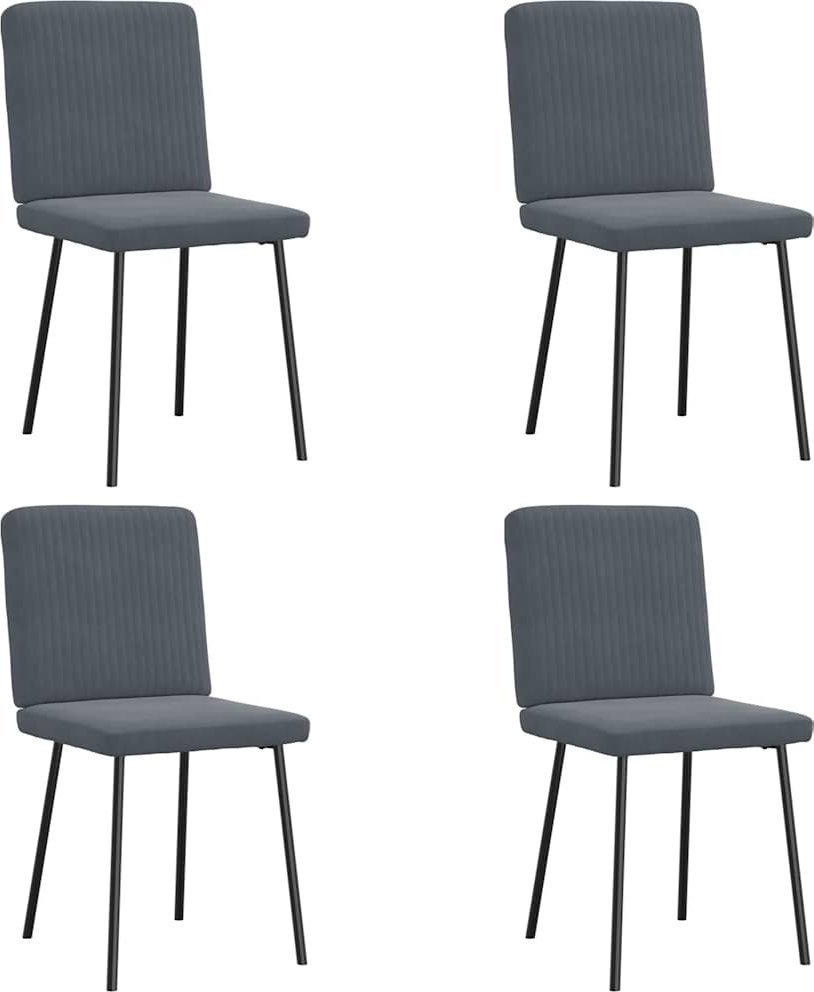 vidaXL Krzesła stołowe, 4 szt., ciemnoszare, obite aksamitem