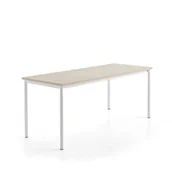 Meble do szkół i przedszkoli - Stół SONITUS PLUS, 1800x700x760 mm, laminat HPL jesion, redukcja hałasu, biały - miniaturka - grafika 1