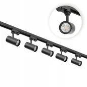 Lampy sufitowe - Zestaw szynowy 3 fazowy szyna 2m, 5x Lampa Czarny kompletny zestaw - miniaturka - grafika 1