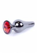 Biżuteria erotyczna - PLUG-JEWELLERY DARK SILVER BUTT PLUG- RED - miniaturka - grafika 1