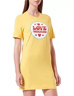 Sukienki - Love Moschino Sukienka damska z nadrukiem naszywki. Sukienka, żółty, 44 - miniaturka - grafika 1