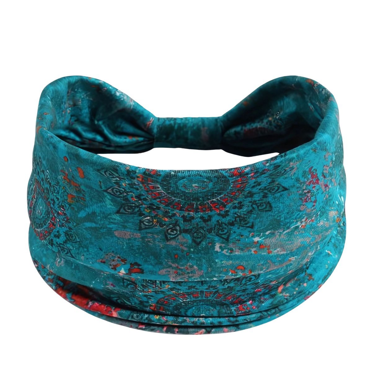 Opaska na Głowę Turkusowa do Włosów Szeroka z Wzorem Elastyczna i Wygodna