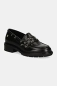 Mokasyny damskie - Tommy Hilfiger mokasyny skórzane NAUTICAL EYELETS LEATHER LOAFER damskie kolor czarny na platformie FW0FW08148 - miniaturka - grafika 1