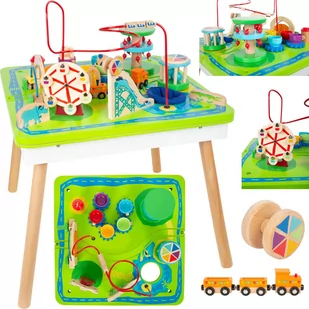 Small Foot Stół 3w1 Park rozrywki, zestaw, Tor do przejazdek, Stoisko z lodami, Diabelski młyn, Karuzela, Pociąg. - Gry planszowe - miniaturka - grafika 1